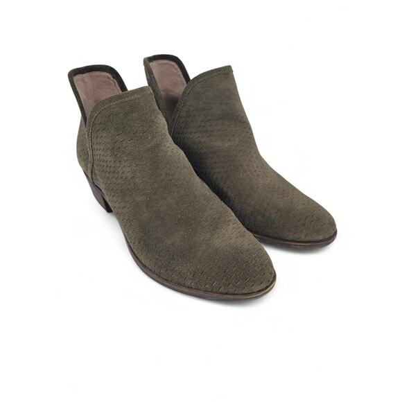 Lucky Brand Baley‎ Women's Ankle Booties Olive Suede Size 8.5 M Low Heel Western - Picture 2 of 7